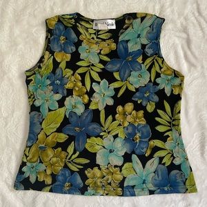 Blue/Green Floral Tank Top